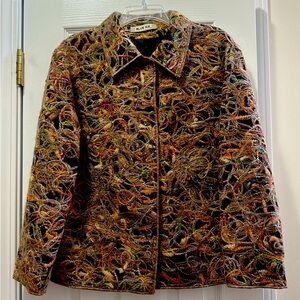 Gently worn Women’s Blue Ice Long Sleeve Multicolor Wool Cardigan